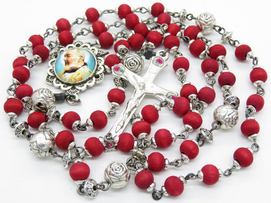 St. Padre Pio wooden handcrafted Rosaries, Wooden Rosary beads, Rose Crucifix, St. Pio Rosary beads, rosary beads, Men's Rosaries.