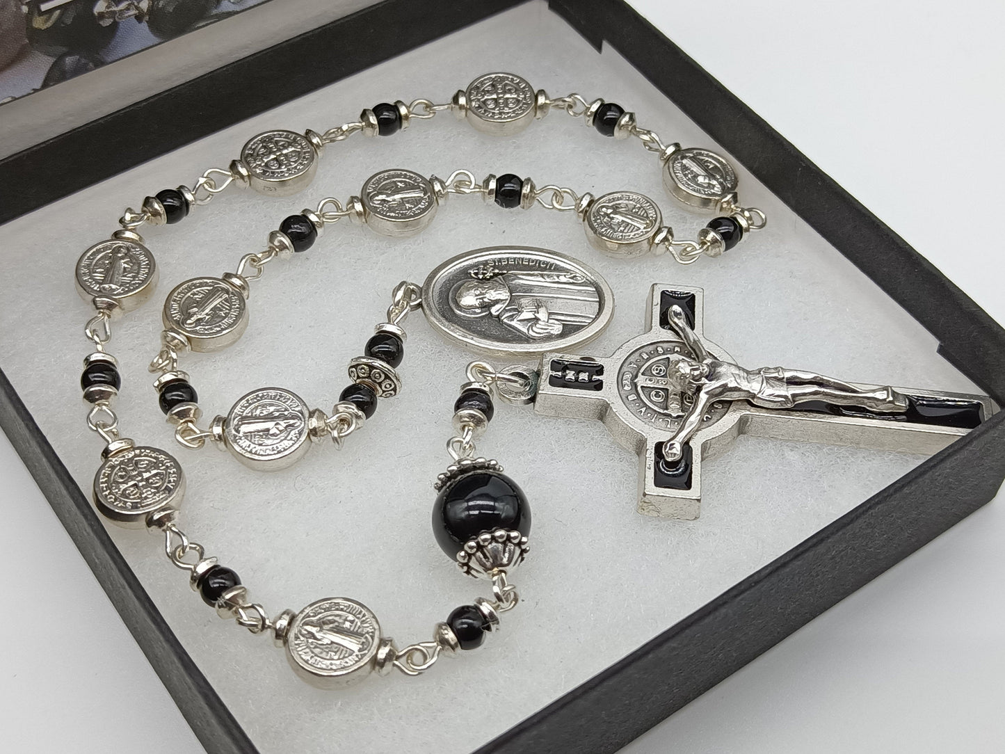 St. Benedict RELIC single decade Rosary decade, Pocket prayer beads, Saint Benedict RELIC Rosary beads, Men's wood pocket prayer beads..