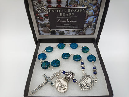 Fatima gemstone single decade rosary, 1917-2017 Fatima rosary beads, Visionaries from Fatima, Heirloom Rosary, Sacred Heart Rosary beads.