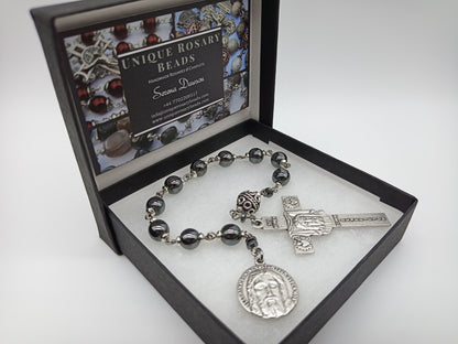 Holy Face of Jesus gemstone single Rosary decade, Veronica's Veil beads, Shroud of Turin prayer beads, Gemstone Rosary beads, prayer beads..