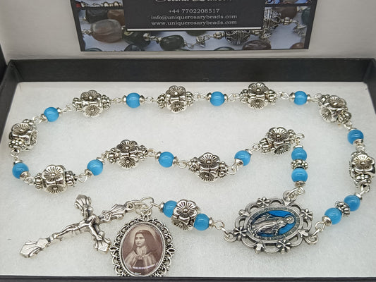 Heirloom Saint Therese Rosary beads, Silver Rose Rosaries, Devotional Prayer Rosaries, Sacramental Rosary beads.