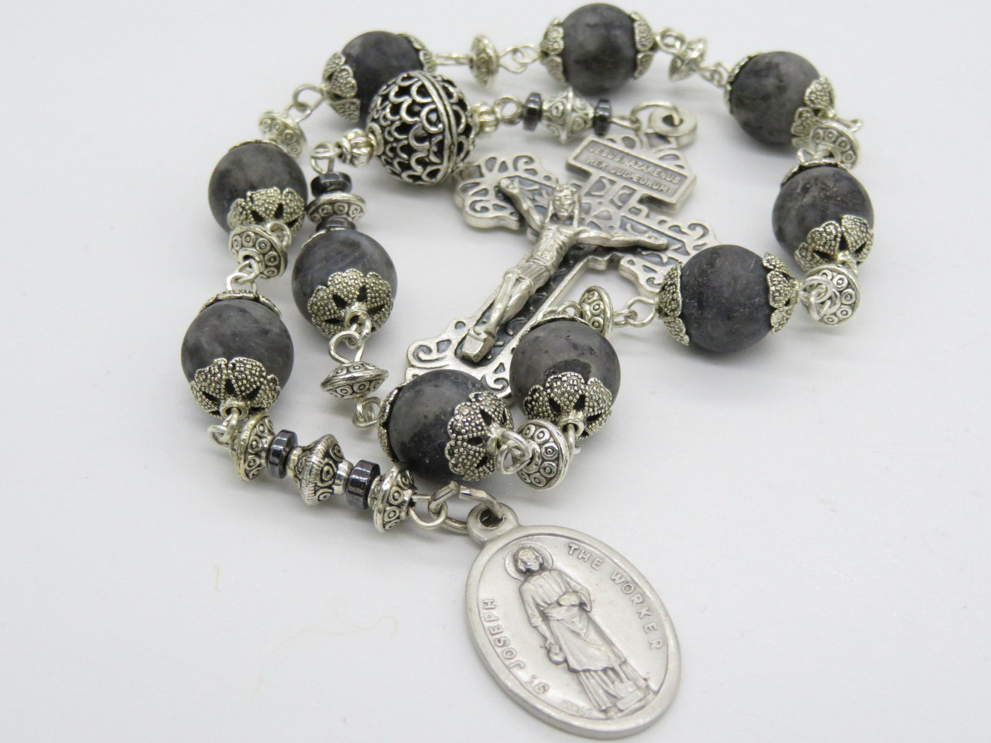 St. Joseph men's travel Rosary beads, Single decade Saint Joseph the worker Chaplet, Handmade Rosaries, Spiritual Wedding beads.