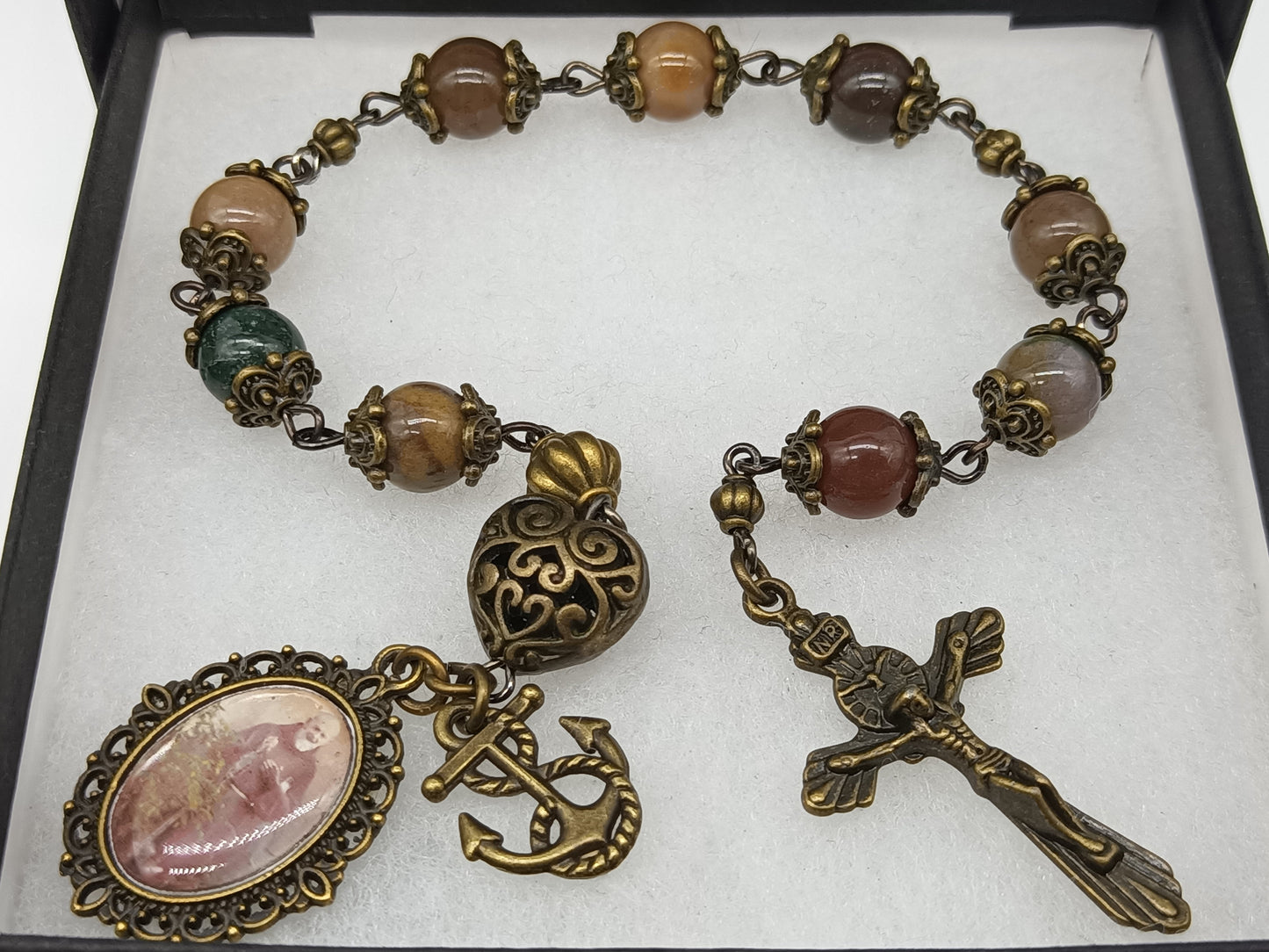 Vintage style Saint Padre Pio Prayer Chaplet, Patron Saint, Rosary chaplet beads, Padre Pio beads, Confirmation gift, Men's prayer beads.
