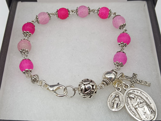 Our Lady of Divine Providence medal single decade rosary bracelet, Celtic Crucifix, Miraculous medal rosary beads, Pocket Rosary beads.