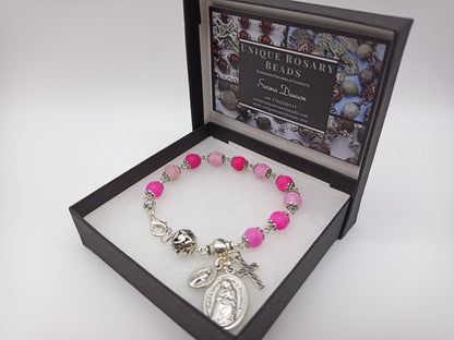 Our Lady of Divine Providence medal single decade rosary bracelet, Celtic Crucifix, Miraculous medal rosary beads, Pocket Rosary beads.