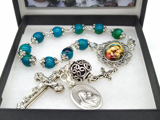 Our Lady of Good Council gemstone single decade Rosary, prayer beads, Rosary, Confirmation gift, Religious gift, Spiritual prayer beads.