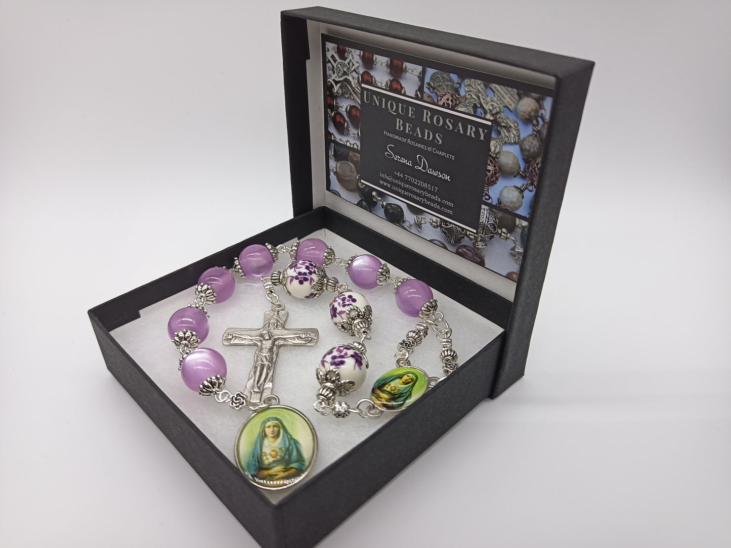 Our Lady of Sorrows Dolor Servite prayer Beads, Pocket Dolor Rosary beads, Our Lady of Sorrows prayer chaplet rosaries, pocket prayer beads.