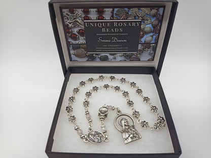 Petite Saint Therese RELIC prayer chaplet, St. Therese of Lisieux, Patron Saints prayer beads, Rosary beads, Religious Rosary beads.