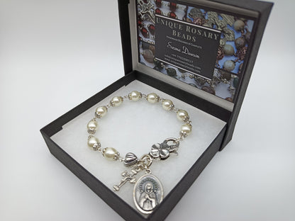 Maria Rosa Mystica single decade Rosary Bracelet, prayer beads, Bridesmaid gift,  Confirmation gift, Pocket Rosary, Travel Car Visor Rosary
