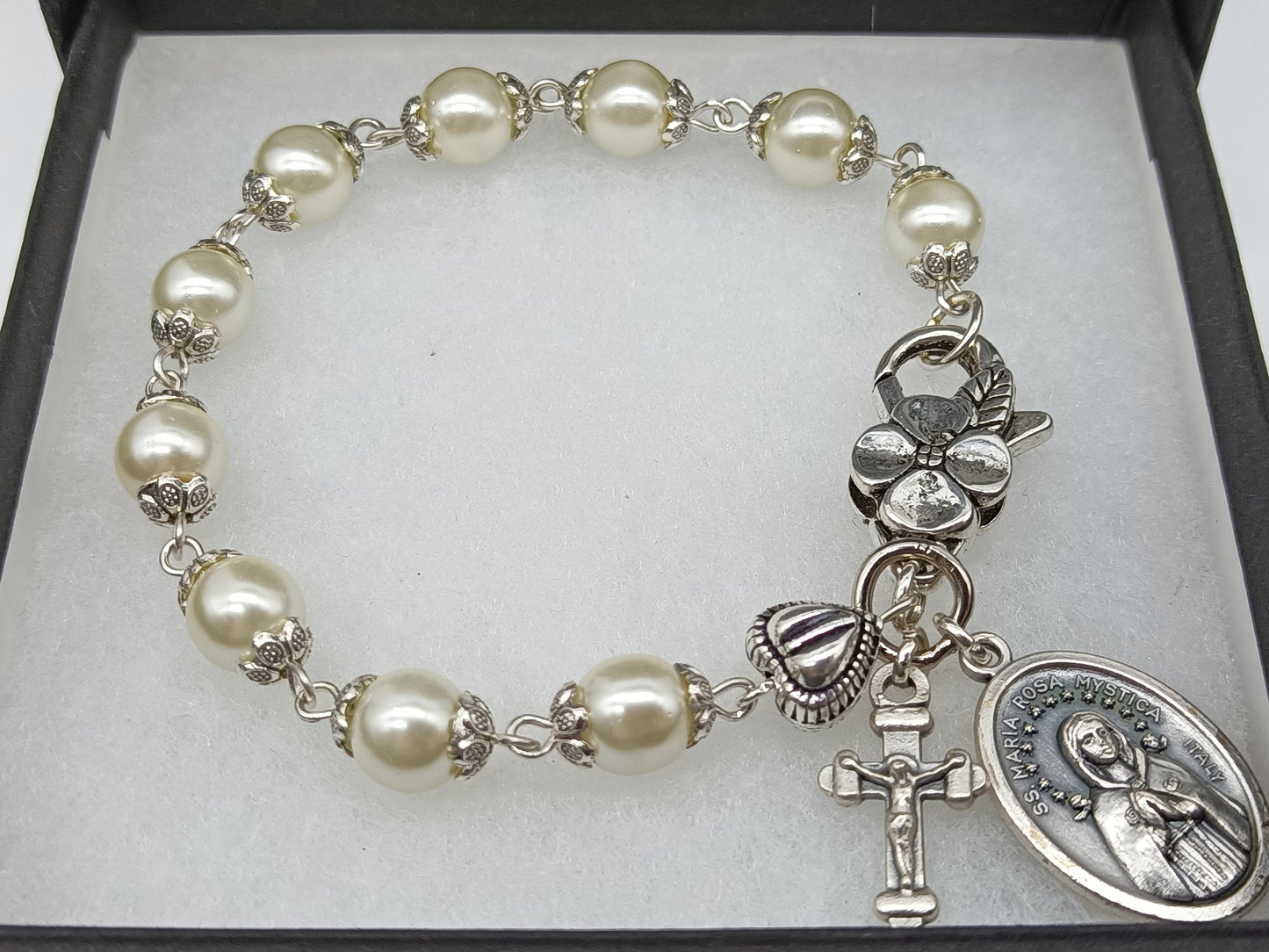 Maria Rosa Mystica single decade Rosary Bracelet, prayer beads, Bridesmaid gift,  Confirmation gift, Pocket Rosary, Travel Car Visor Rosary