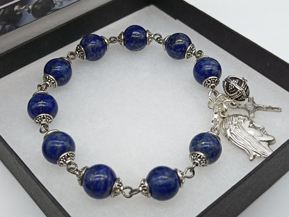 Lapis Lazuli Crown of Thorns decade Rosary bracelet, Holy Face decade bracelet, Spiritual gift. Pocket Rosary, Travel Car Visor Rosary