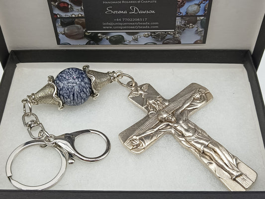Holy Trinity Large silver Crucifix, Large Wall Crucifix Hanging key fob, Silver Hanging Crucifix prayer beads, Vatican City Crucifix.