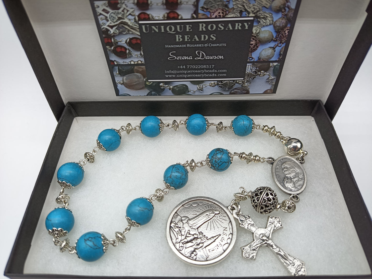 Fatima Centennial medal Car visor Decade Rosary beads, Saint Teresa of Calcutta, Sacred Heart of Jesus medal Rosaries, Pocket Rosaries.