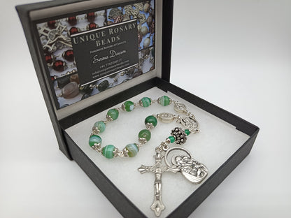 Saint Joseph handcrafted single decade prayer Beads, Sacred Heart Rosary beads, Rosary beads, Child Jesus, Men's pocket prayer beads.