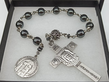 Holy Face of Jesus gemstone single Rosary decade, Veronica's Veil beads, Shroud of Turin prayer beads, Gemstone Rosary beads, prayer beads..