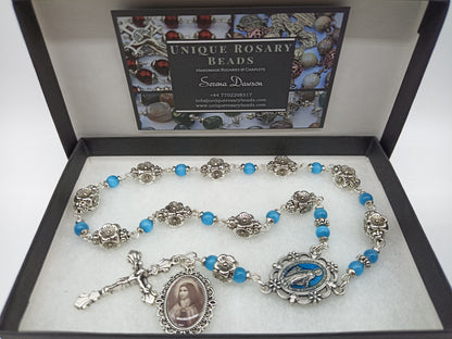 Heirloom Saint Therese Rosary beads, Silver Rose Rosaries, Devotional Prayer Rosaries, Sacramental Rosary beads.