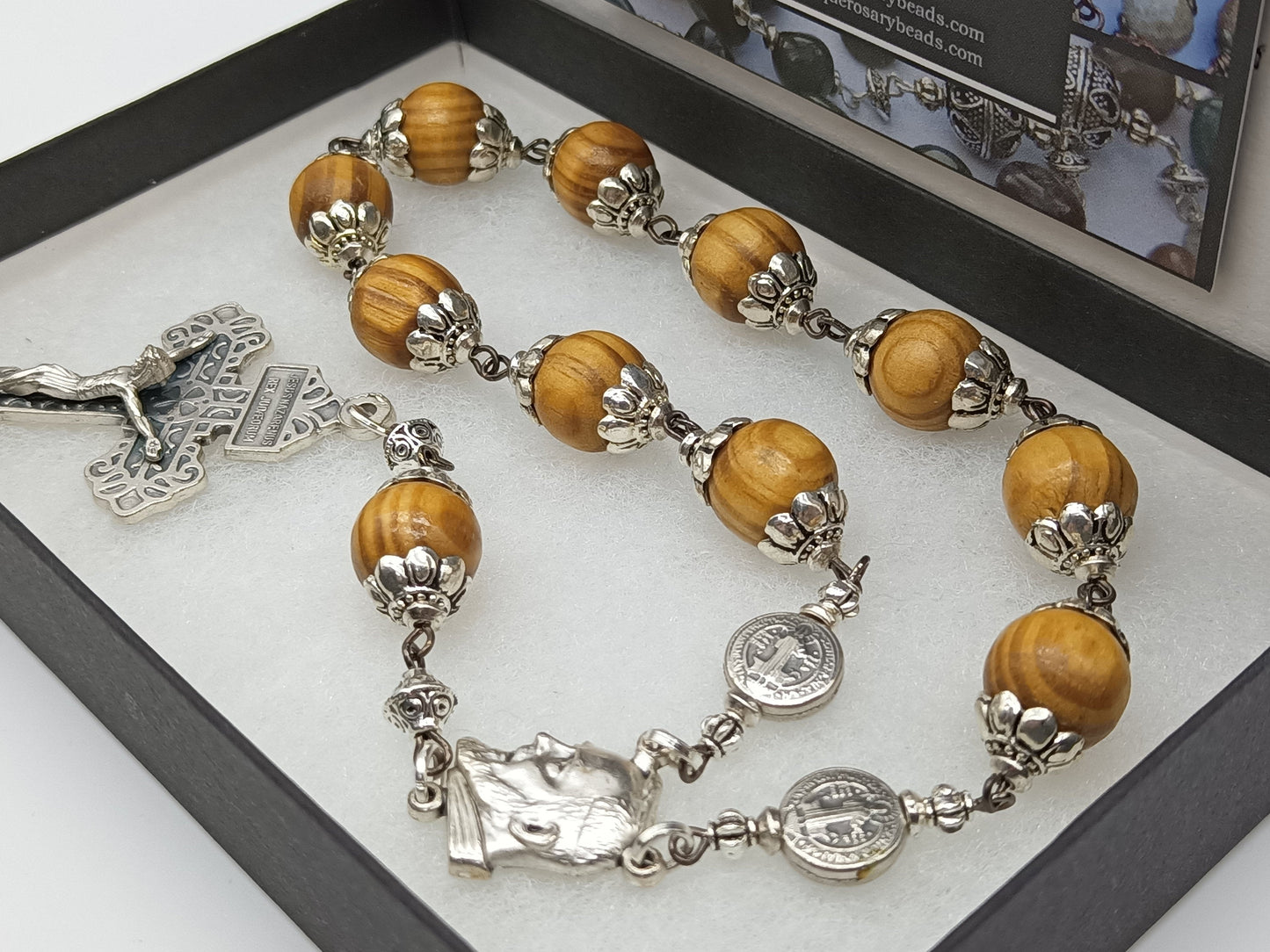 Saint Padre Pio large wooden single decade rosary, Men's tenner rosary beads, Pardon Crucifix Travel Rosary beads, Pocket Rosary beads.