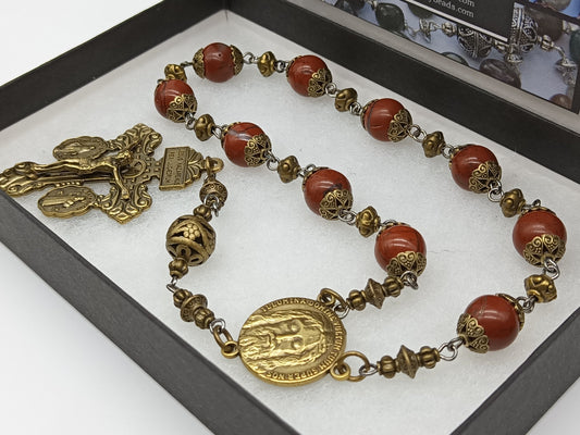 Holy Face of Jesus antique style single decade rosary, Men's tenner rosary beads, Turin Shroud Pocket Rosary beads.