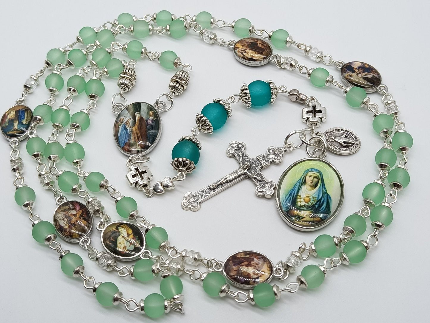 Dolor rosary beads, Our Lady of Sorrows Dolor Rosary beads, 7 sorrows Dolor beads, prayer beads, Sorrowful Rosaries, Sacramental gift.