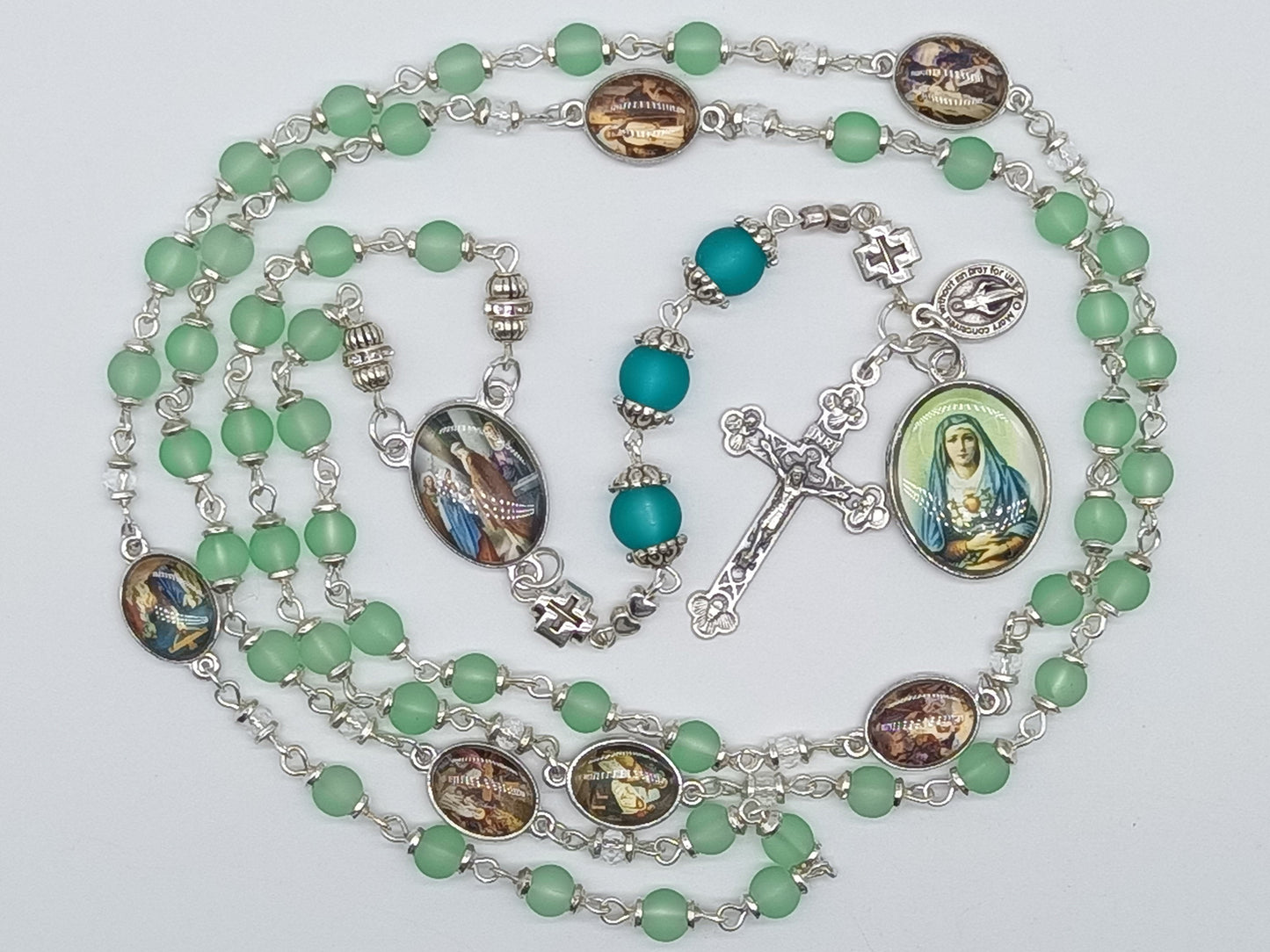 Dolor rosary beads, Our Lady of Sorrows Dolor Rosary beads, 7 sorrows Dolor beads, prayer beads, Sorrowful Rosaries, Sacramental gift.