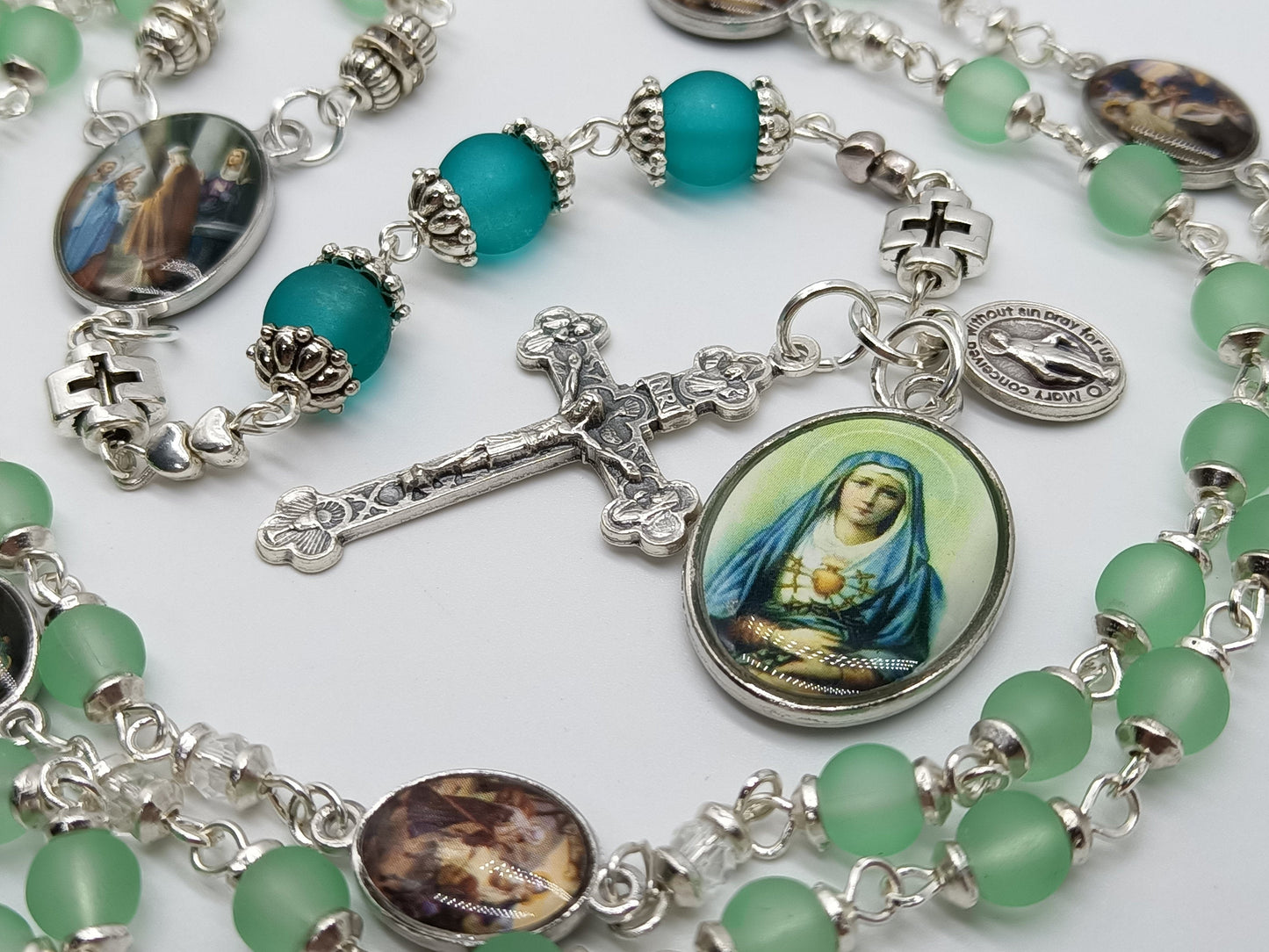 Dolor rosary beads, Our Lady of Sorrows Dolor Rosary beads, 7 sorrows Dolor beads, prayer beads, Sorrowful Rosaries, Sacramental gift.