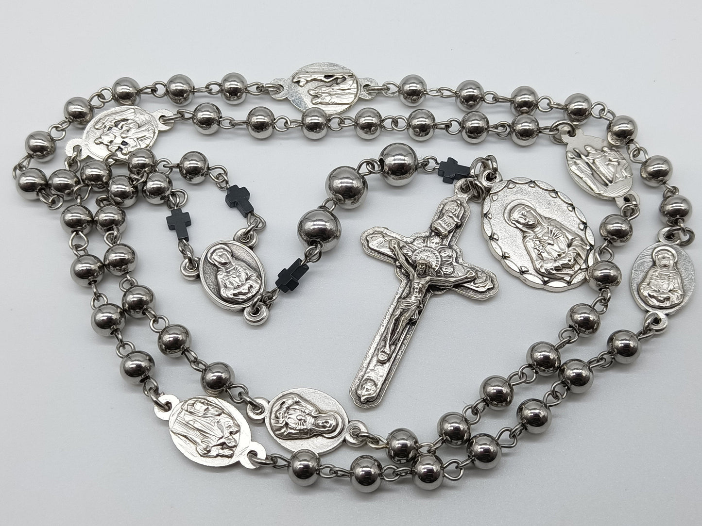 Heirloom stainless steel beads Our Lady of Sorrows Dolor Rosary beads, 7 sorrows Dolor beads, prayer beads, Sorrowful Rosaries.