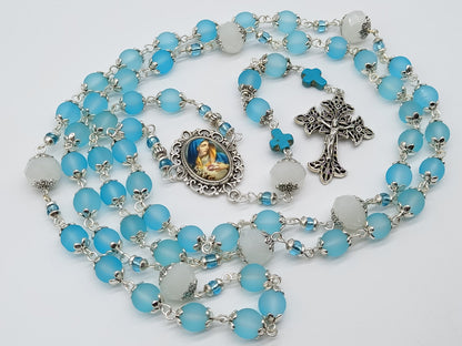 Our Lady of Sorrows Dolor Rosary beads, Glass Dolour rosary beads, 7 sorrows Dolor beads, prayer beads, Sorrowful Rosaries.