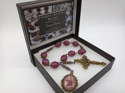 Vintage style Saint Rita Prayer Chaplet, Patron Saint, Rosary prayer chaplet beads, Spiritual beads, Confirmation gift, Men's prayer beads.