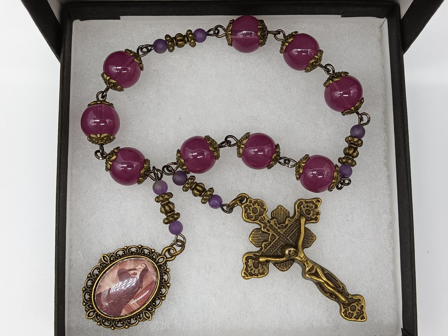 Vintage style Saint Rita Prayer Chaplet, Patron Saint, Rosary prayer chaplet beads, Spiritual beads, Confirmation gift, Men's prayer beads.