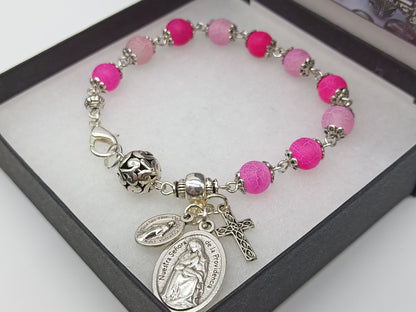 Our Lady of Divine Providence medal single decade rosary bracelet, Celtic Crucifix, Miraculous medal rosary beads, Pocket Rosary beads.