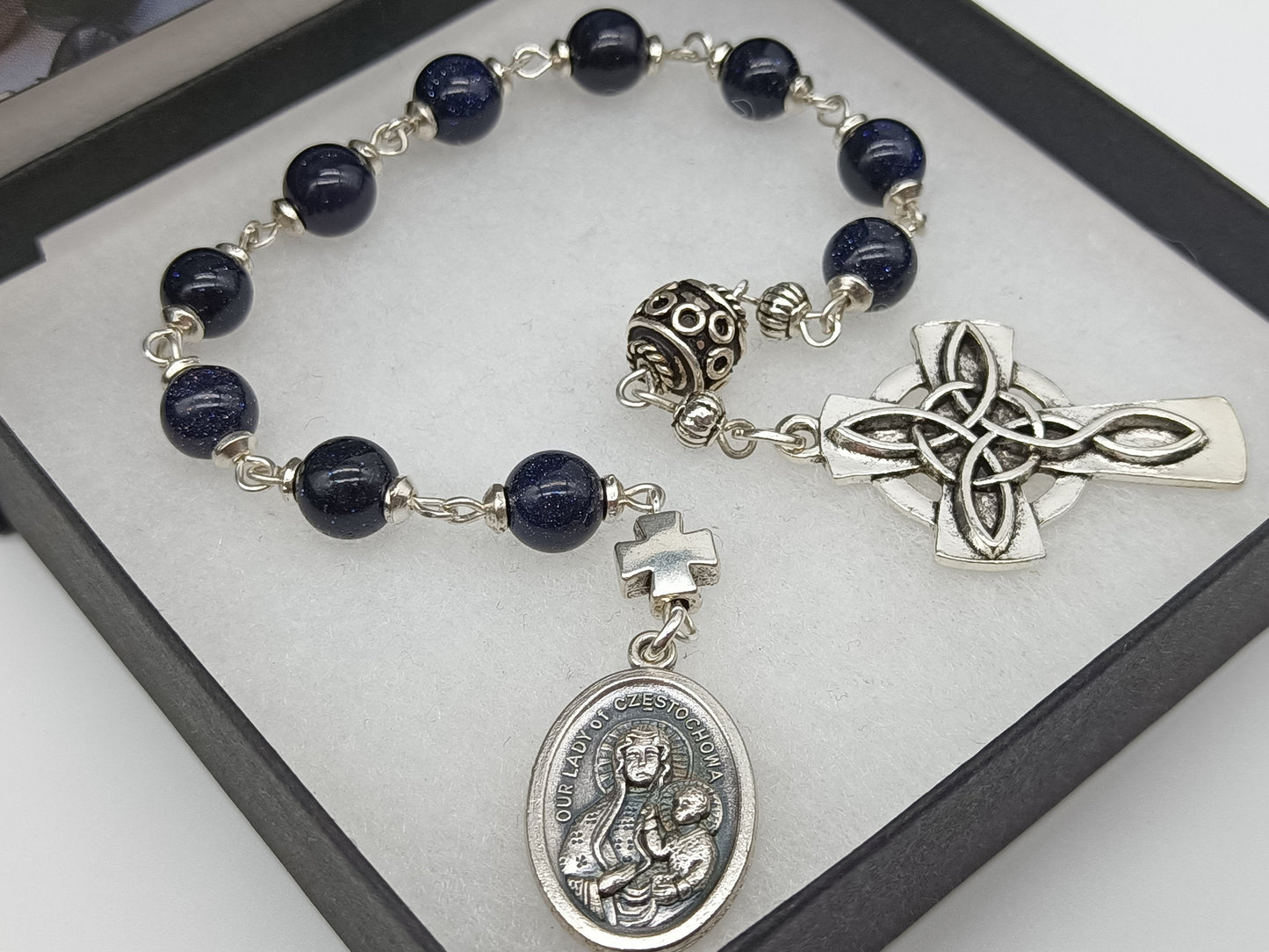 Our Lady of Czestochowa RELIC single decade Rosary beads, Tenner prayer bead rosaries, Spiritual rosary gift, Handcrafted wedding Rosaries.
