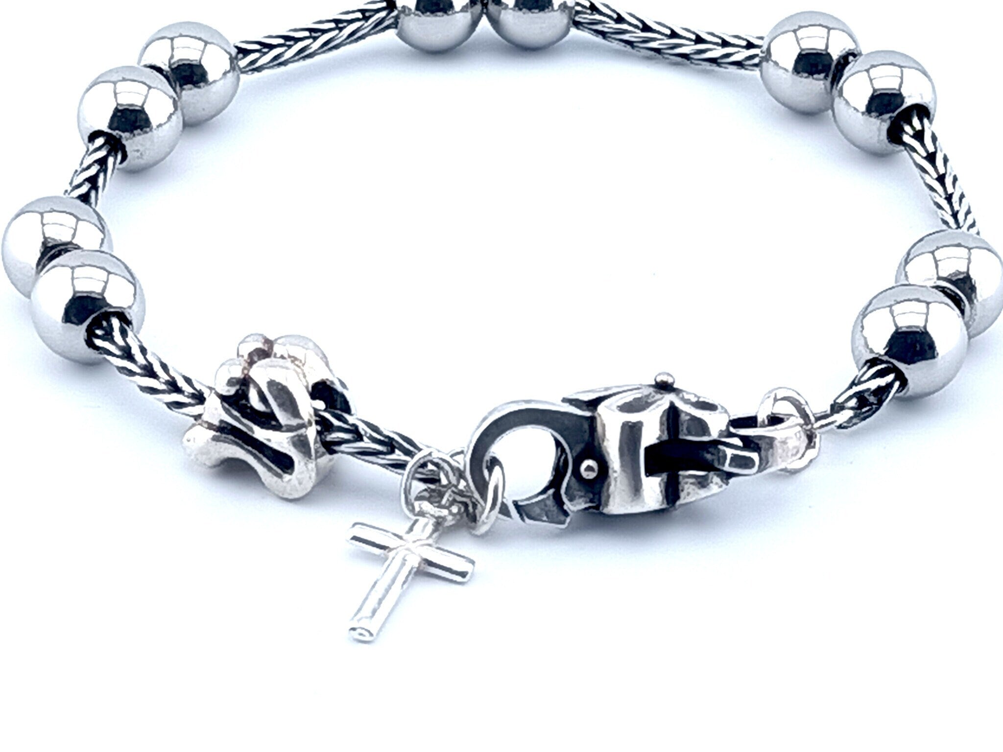 First Communion Glass Pearl Rosary Bracelet | Rosary.com™