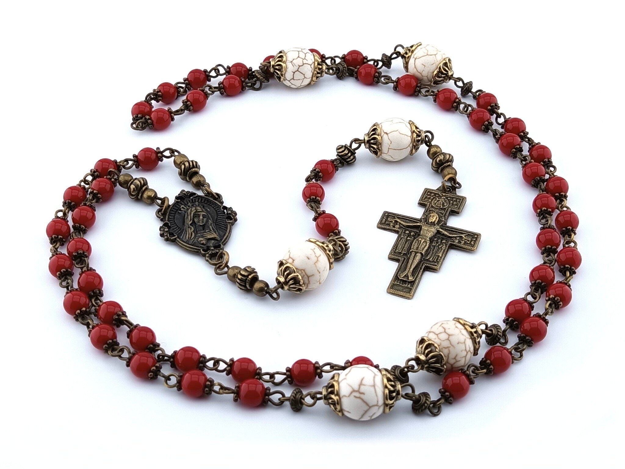 Mary Magdalene Pocket Rosary - Opal and Bronze Tenner - hotsell Mary and Roses Cross