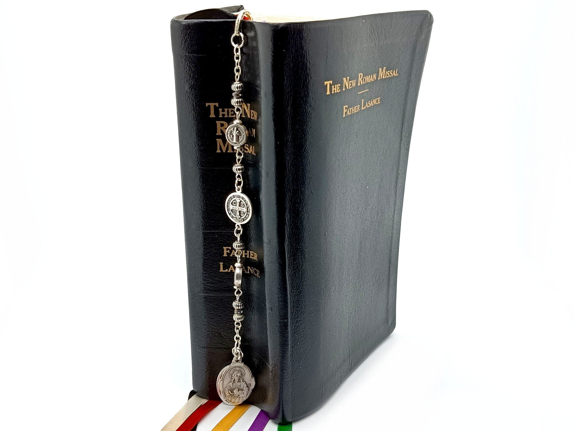 Sacred Heart unique rosary beads Catholic religious bookmark.