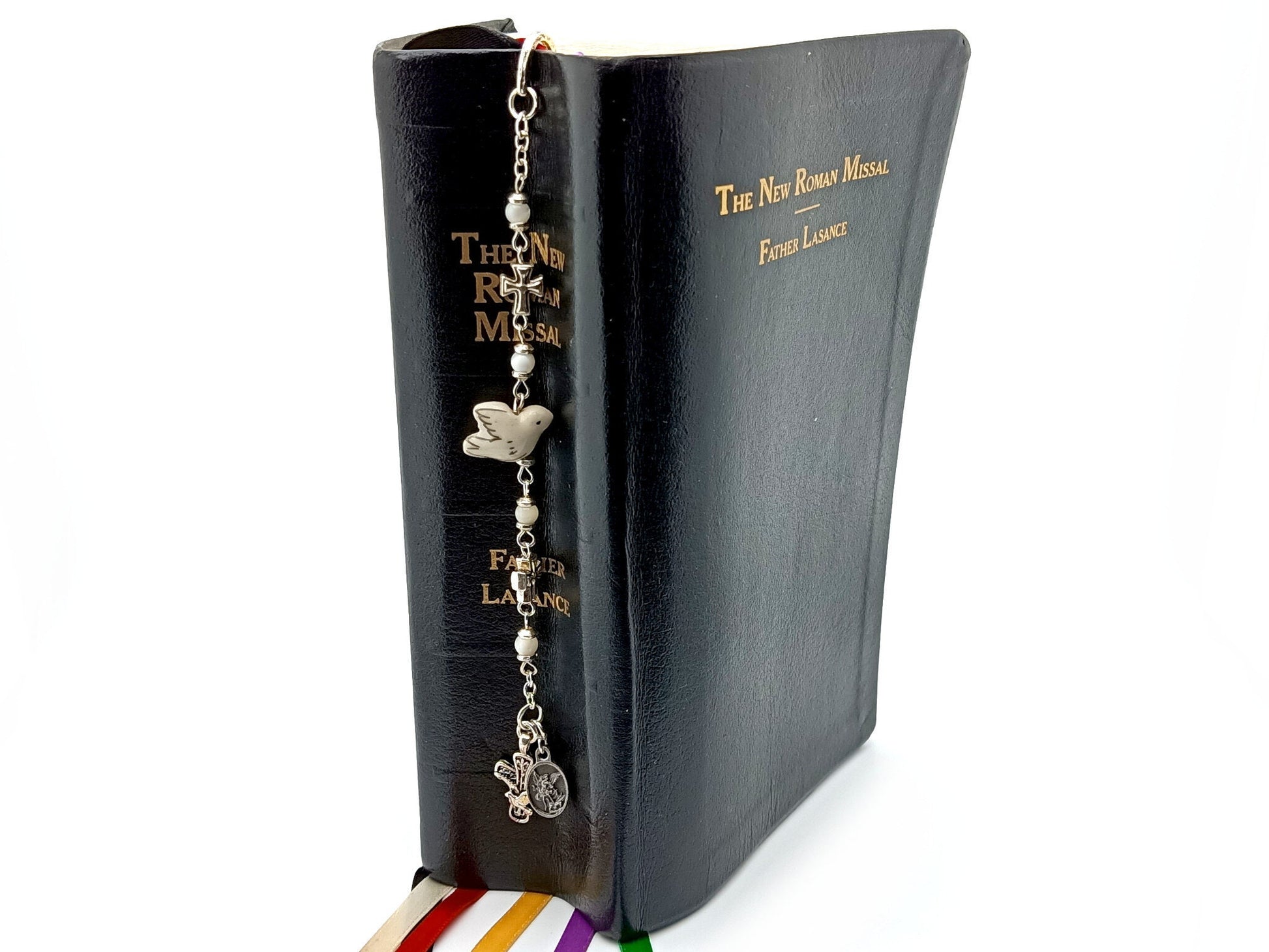 Holy Spirit unique rosary beads Catholic religious bookmark.
