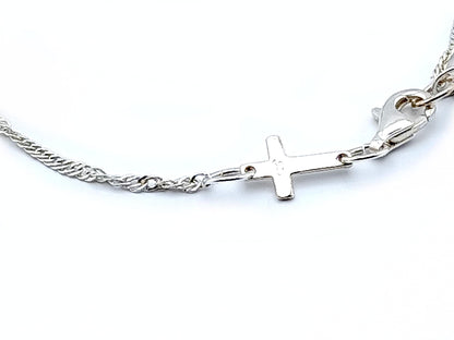 925 solid sterling silver unique rosary beads single decade bracelet with filigree pater bead and linking cross.