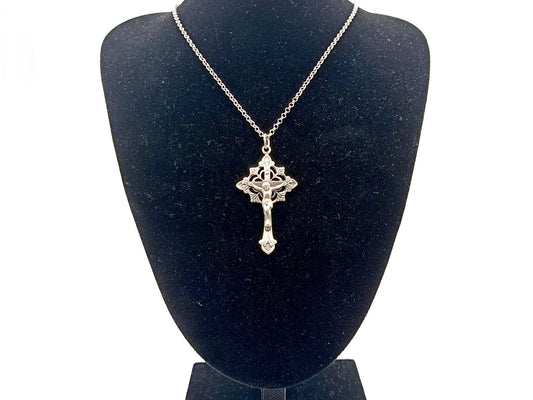Unique rosary beads genuine 925 Sterling silver crucifix with solid sterling 925 silver chain.