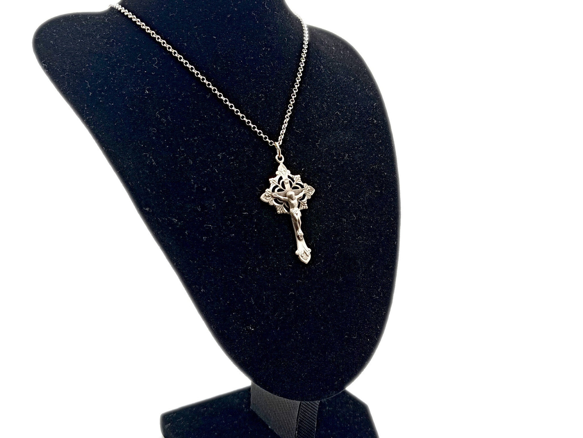 Unique rosary beads genuine 925 Sterling silver crucifix with solid sterling 925 silver chain.