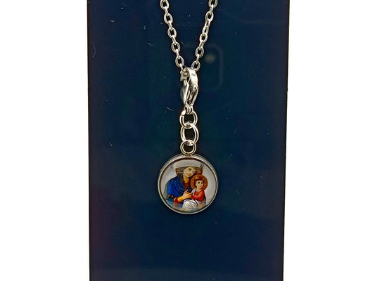 Our Lady Helper of Christians unique rosary beads purse clip with stainless steel medal and clip.