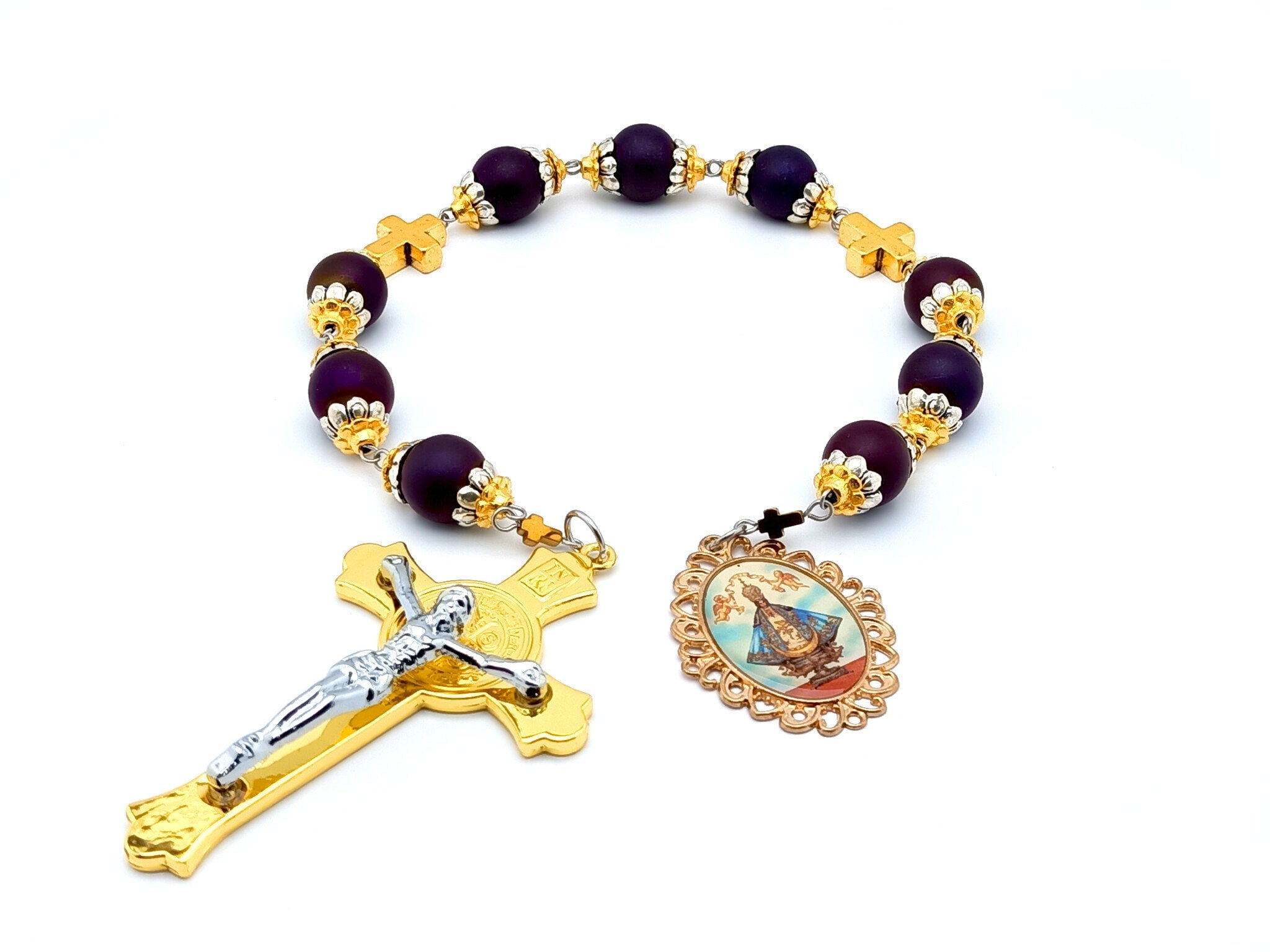Amazon.com: elegantmedical Handmade Large Gold Wire Wrapped 10-11MM Real  Pearl Beads Catholic Prayer one decade rosary bracelet cross Gift & Box car  rosary : Clothing, Shoes & Jewelry