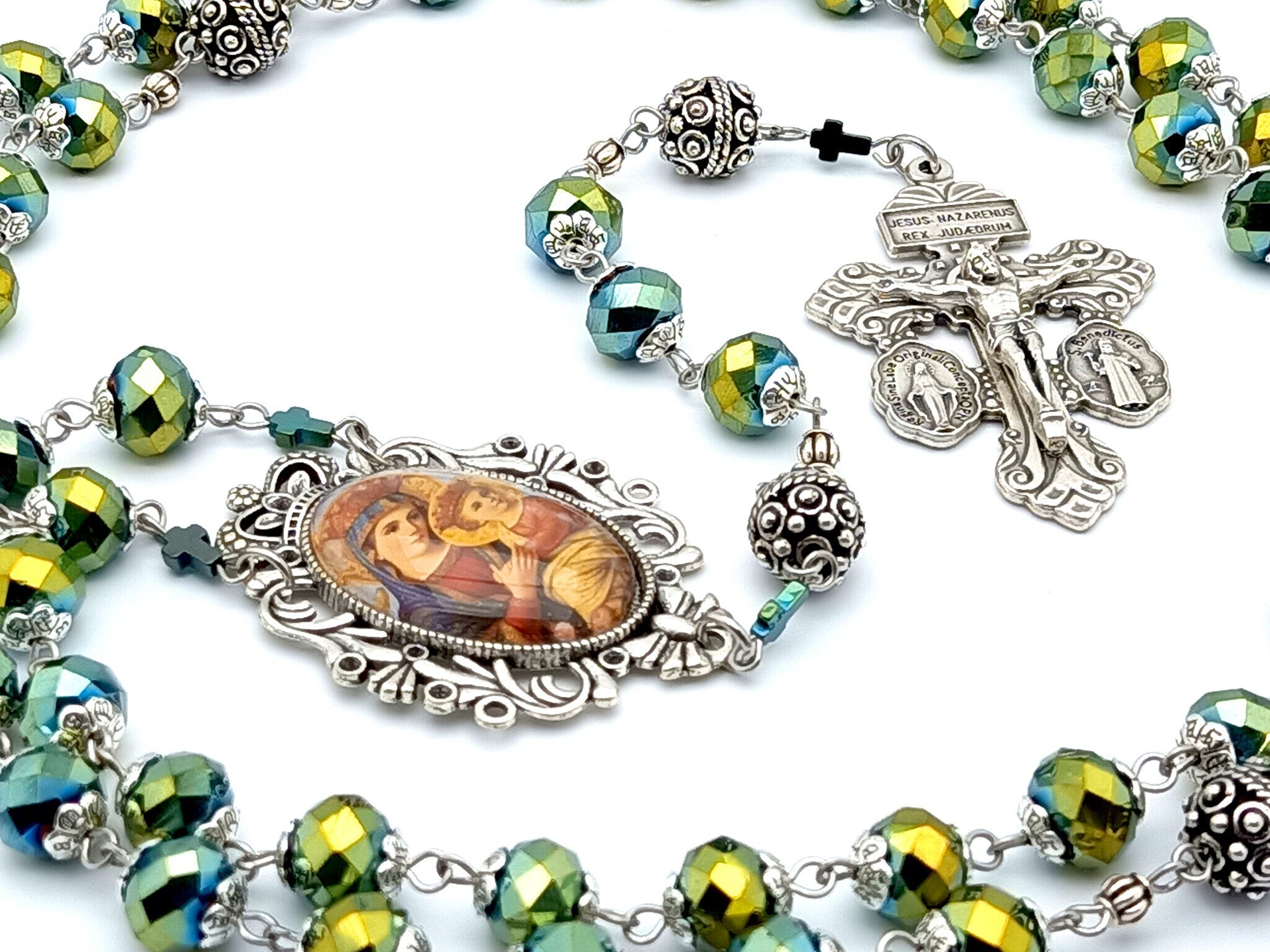 Store Green Glass Rosary