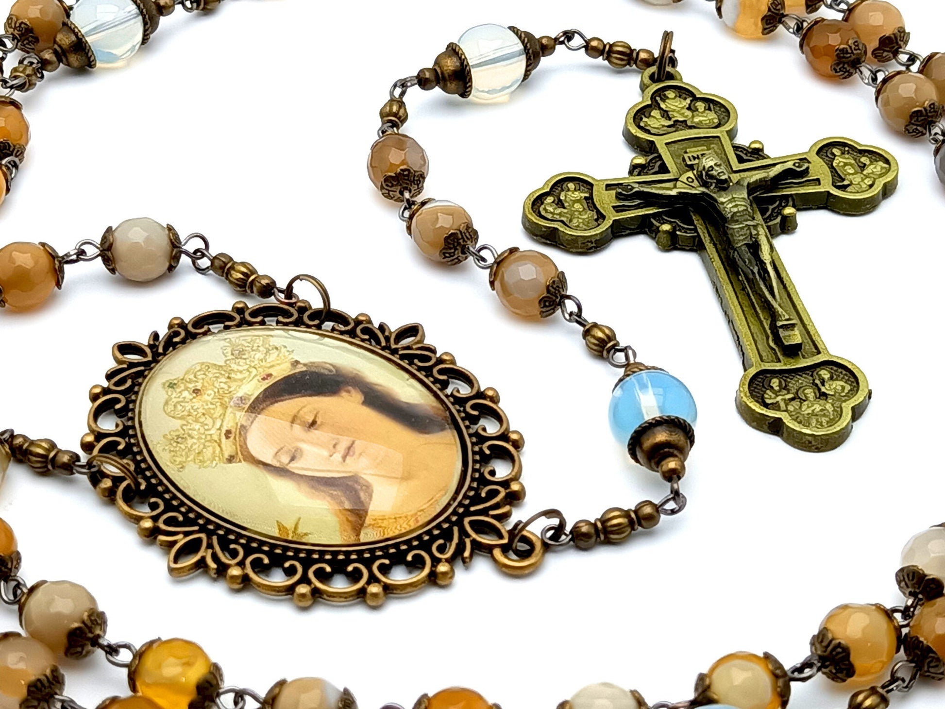Our Lady of Guadalupe Brass Picture Center Medal Brass Crucifix for rosary  making.